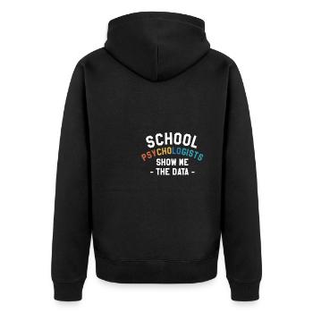 Schulpsychologen zeigen mir den Datenpsychologen - Unisex Premium Bio Zip Hoodie - Schwarz - Hinten - Nico (187cm)