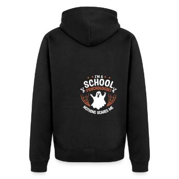Je suis psychologue scolaire Rien ne me fait peur - Veste à capuche bio Premium Unisexe - noir - Dos - Nico (187cm)
