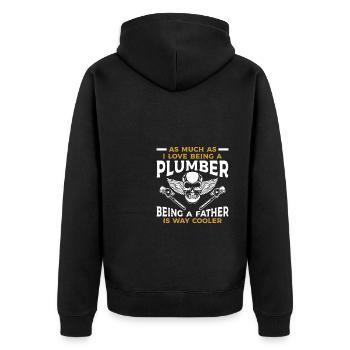 Ich liebe es, ein Klempner zu sein, ein Vater zu sein, ist ein Weg - Unisex Premium Bio Zip Hoodie - Schwarz - Hinten - Nico (187cm)