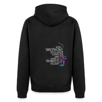 Saxophon Bestes Musikinstrument Spruch Saxophonspi - Unisex Premium Bio Zip Hoodie - Schwarz - Hinten - Nico (187cm)