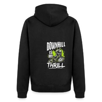 DOWNHILL IS MY THRILL - Fahrrad Motorsport Adrena - Unisex Premium Bio Zip Hoodie - Schwarz - Hinten - Nico (187cm)