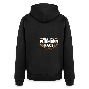 Ruhender Klempner Gesicht Klempner Klempner - Unisex Premium Bio Zip Hoodie - Schwarz - Hinten - Nico (187cm)