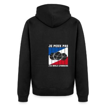 Je Peux Pas J'ai Boule Lyonnaise Pétanque Bocce - Veste à capuche bio Premium Unisexe - noir - Dos - Nico (187cm)