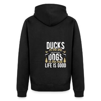 Chasseurs de canards Chiens de chasse aux canards excursion de chasse - Veste à capuche bio Premium Unisexe - noir - Dos - Nico (187cm)