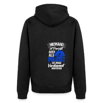 Polizeibeamte Freund & Helfer Polizei Geschenk Pol - Unisex Premium Bio Zip Hoodie - Schwarz - Hinten - Nico (187cm)