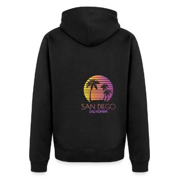 San Diego California USA Geschenk Kalifornien - Unisex Premium Bio Zip Hoodie - Schwarz - Hinten - Nico (187cm)