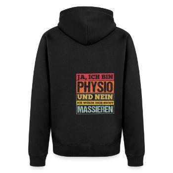 Physiotherapeut Sport Therapeut Spruch Geschenk Ph - Unisex Premium Bio Zip Hoodie - Schwarz - Hinten - Nico (187cm)