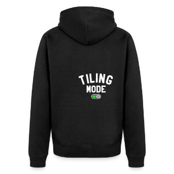Kachelmodus auf Fliesenlegern Fliesenfliese - Unisex Premium Bio Zip Hoodie - Schwarz - Hinten - Nico (187cm)