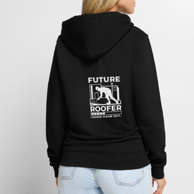 Future Roofer Loading Bitte warten Dachdecker Unisex Premium Bio Zip Hoodie