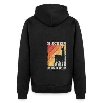 N Scheiß Muss Ich! Lama Sonnenbrille Spruch Rebell - Unisex Premium Bio Zip Hoodie - Schwarz - Hinten - Nico (187cm)