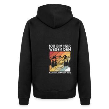 Ich Bin Nur Wegen Dem Kaiserschmarrn Hier Wanderer - Unisex Premium Bio Zip Hoodie - Schwarz - Hinten - Nico (187cm)