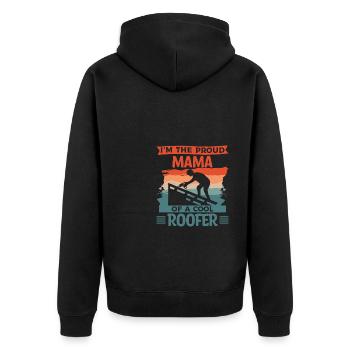 Dieser Mann ist eine tolle Mama und ein Dachdecker - Unisex Premium Bio Zip Hoodie - Schwarz - Hinten - Nico (187cm)