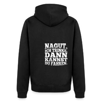 Party Trinken Autofahren lustger Spruch Mitarbeite - Unisex Premium Bio Zip Hoodie - Schwarz - Hinten - Nico (187cm)