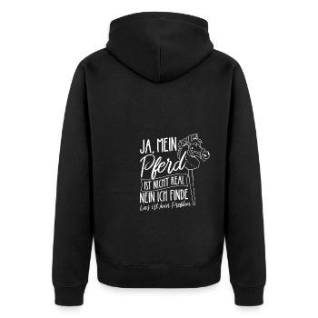 Ja Mein Pferd Ist Nicht Real Nein Das Ist Kein Pro - Unisex Premium Bio Zip Hoodie - Schwarz - Hinten - Nico (187cm)