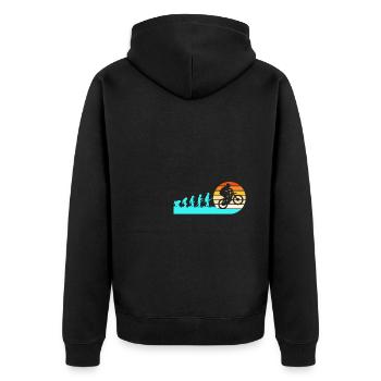 Fahrräder Radfahrer Evolution Mountainbiker - Unisex Premium Bio Zip Hoodie - Schwarz - Hinten - Nico (187cm)