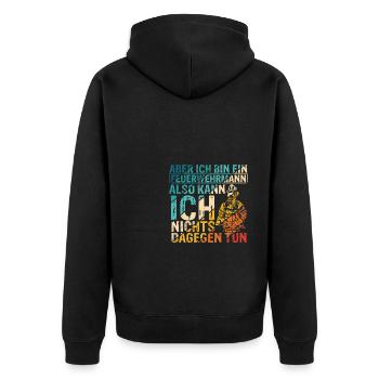 Hasse Es So Sexy Zu Sein Aber Ich Bin Ein Feuerweh - Unisex Premium Bio Zip Hoodie - Schwarz - Hinten - Nico (187cm)