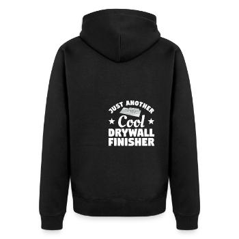 Nur ein weiterer cooler Trockenbaufertiger Trockenbau - Unisex Premium Bio Zip Hoodie - Schwarz - Hinten - Nico (187cm)