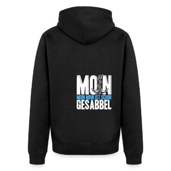 Es Heißt Moin. Moin Moin Ist Schon Gesabbel Ostfri - Unisex Premium Bio Zip Hoodie - Schwarz - Hinten - Nico (187cm)