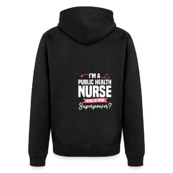 Je suis une infirmière en santé publique Quel est votre superpouvoir - Veste à capuche bio Premium Unisexe - noir - Dos - Nico (187cm)