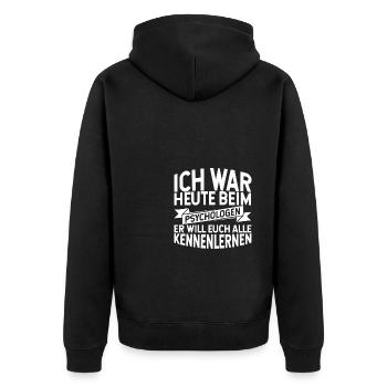 Psychologe Psychologie Student Lustiger Spruch The - Unisex Premium Bio Zip Hoodie - Schwarz - Hinten - Nico (187cm)