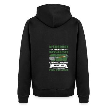 N'Énervez Jamais Un Paysagiste Il Trouvera - Veste à capuche bio Premium Unisexe - noir - Dos - Nico (187cm)
