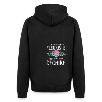 Je Suis Une Fleuriste Qui Déchire Floral - Veste à capuche bio Premium Unisexe - noir - Dos - Nico (187cm)