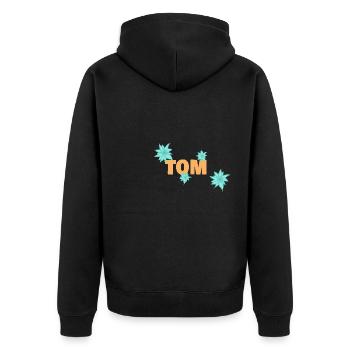 First name Tom - Unisex Premium Organic Zip Hoodie - black - Back - Nico (187cm)