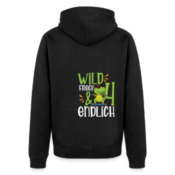Wild Frech & endlich 4 vierter Geburtstag - Unisex Premium Bio Zip Hoodie - Schwarz - Hinten - Nico (187cm)
