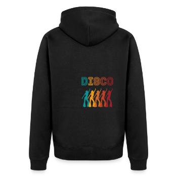 Disco Queens Retro 80er 70er 90er Jahre Vintage - Unisex Premium Bio Zip Hoodie - Schwarz - Hinten - Nico (187cm)