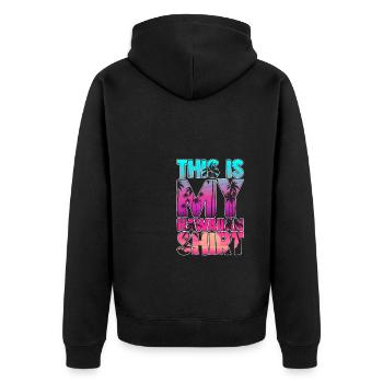 This is My Hawaiian Shirt Beach Sunglasses Vacatio - Unisex Premium Bio Zip Hoodie - Schwarz - Hinten - Nico (187cm)