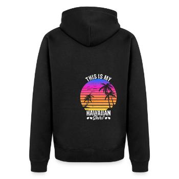This is My Hawaiian Shirt Beach Sunglasses Summer - Unisex Premium Bio Zip Hoodie - Schwarz - Hinten - Nico (187cm)