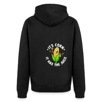 It's Corn It Has The Juice Gidt Design Farmers Cor - Unisex Premium Bio Zip Hoodie - Schwarz - Hinten - Nico (187cm)