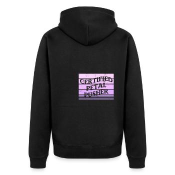 Zertifizierter Blütenschieber-Blumenarrangement-Florist - Unisex Premium Bio Zip Hoodie - Schwarz - Hinten - Nico (187cm)
