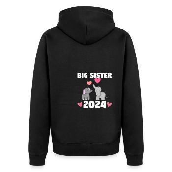 Big Sister 2024 Niedliche Elefanten-Geschwister-Enthüllung - Unisex Premium Bio Zip Hoodie - Schwarz - Hinten - Nico (187cm)