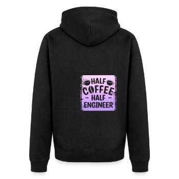 Half Coffee Half Engineer Engineering - Unisex Premium Organic Zip Hoodie - black - Back - Nico (187cm)