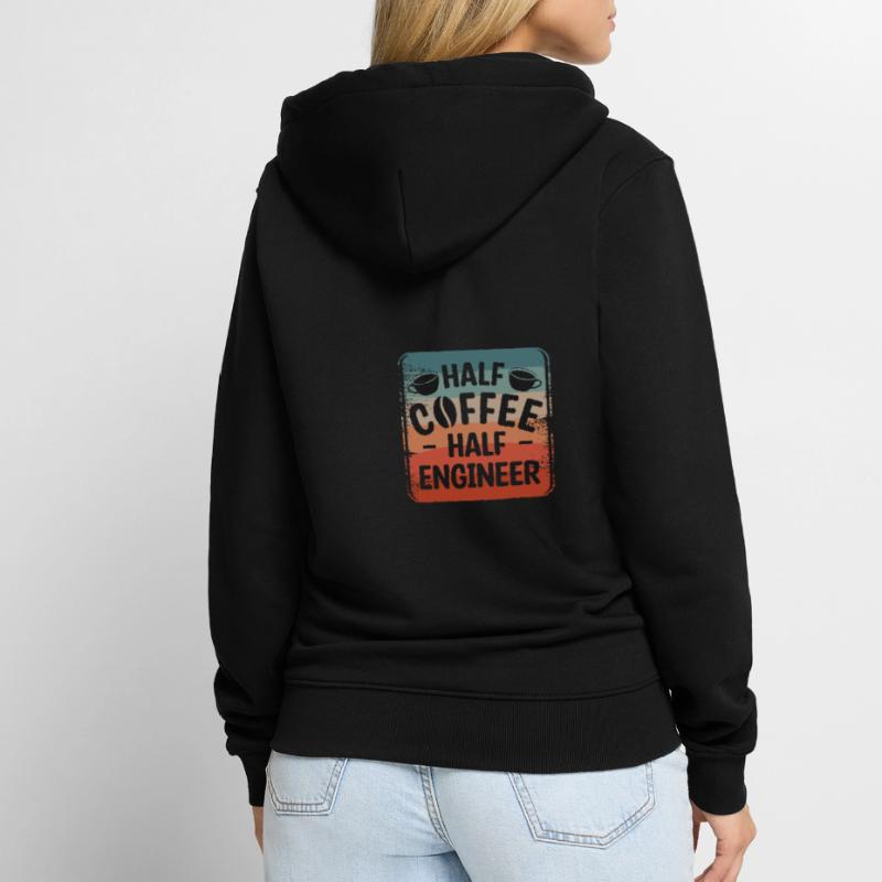 Half Coffee Half Engineer Engineering Unisex Premium Organic Zip Hoodie