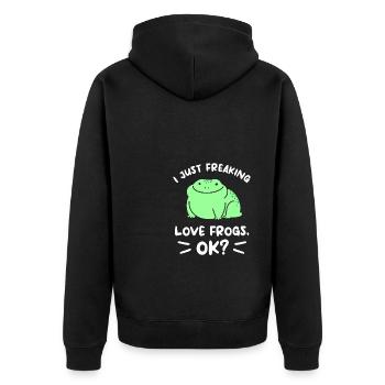 I Just Freaking Love Frogs Ok Frog Lover - Unisex Premium Organic Zip Hoodie - black - Back - Nico (187cm)