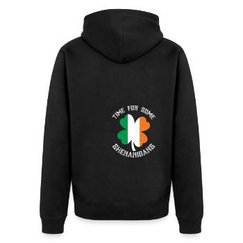 Irland Kleeblatt Shenanigans Saint Patrick’s Day - Unisex Premium Bio Zip Hoodie - Schwarz - Hinten - Nico (187cm)