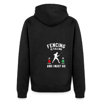 Fechten ruft und ich muss gehen Schwertfechter - Unisex Premium Bio Zip Hoodie - Schwarz - Hinten - Nico (187cm)