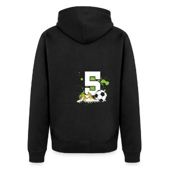 Football Birthday 5 Years Old Young Children - Unisex Premium Organic Zip Hoodie - black - Back - Nico (187cm)
