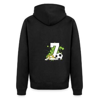 Football Birthday 7 Years Old Young Children - Unisex Premium Organic Zip Hoodie - black - Back - Nico (187cm)