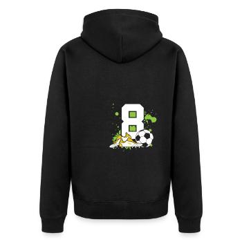 Football Birthday 8 Years Old Young Children - Unisex Premium Organic Zip Hoodie - black - Back - Nico (187cm)