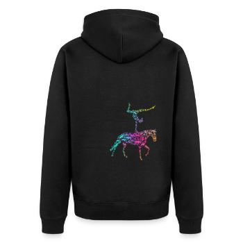 Voltigieren Reiten Pferd Spruch Reiter Reitverein - Unisex Premium Bio Zip Hoodie - Schwarz - Hinten - Nico (187cm)