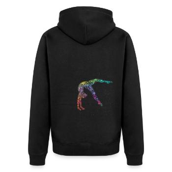 Turnen Gymnsatik Turntrainer Sportverein Geschenk - Unisex Premium Bio Zip Hoodie - Schwarz - Hinten - Nico (187cm)