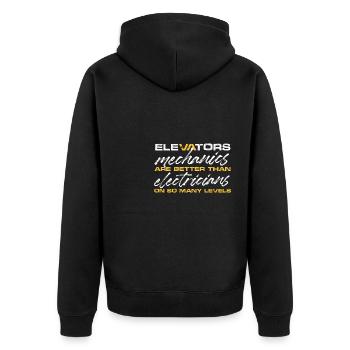 Elevator mechanics are better than electricians in - Unisex Premium Bio Zip Hoodie - Schwarz - Hinten - Nico (187cm)