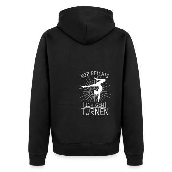 Mir Reichts Ich Geh Turnen Gymnsatik Trainer Turnf - Unisex Premium Bio Zip Hoodie - Schwarz - Hinten - Nico (187cm)
