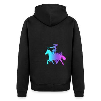 Voltigieren Reiten Pferd Spruch Reiterin Reiterhof - Unisex Premium Bio Zip Hoodie - Schwarz - Hinten - Nico (187cm)