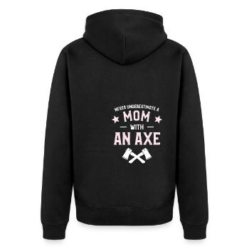 Ne sous-estimez jamais une maman avec une hache - Veste à capuche bio Premium Unisexe - noir - Dos - Nico (187cm)