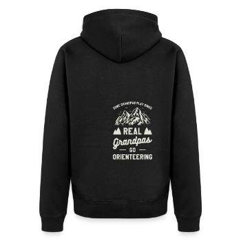 Manche Opas spielen Bingo Echte Opas Go - Unisex Premium Bio Zip Hoodie - Schwarz - Hinten - Nico (187cm)