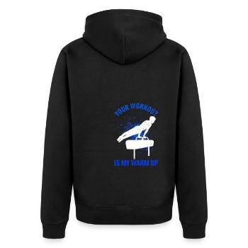 Turnen Turntrainer Sportverein Sport Handstand Gym - Unisex Premium Bio Zip Hoodie - Schwarz - Hinten - Nico (187cm)